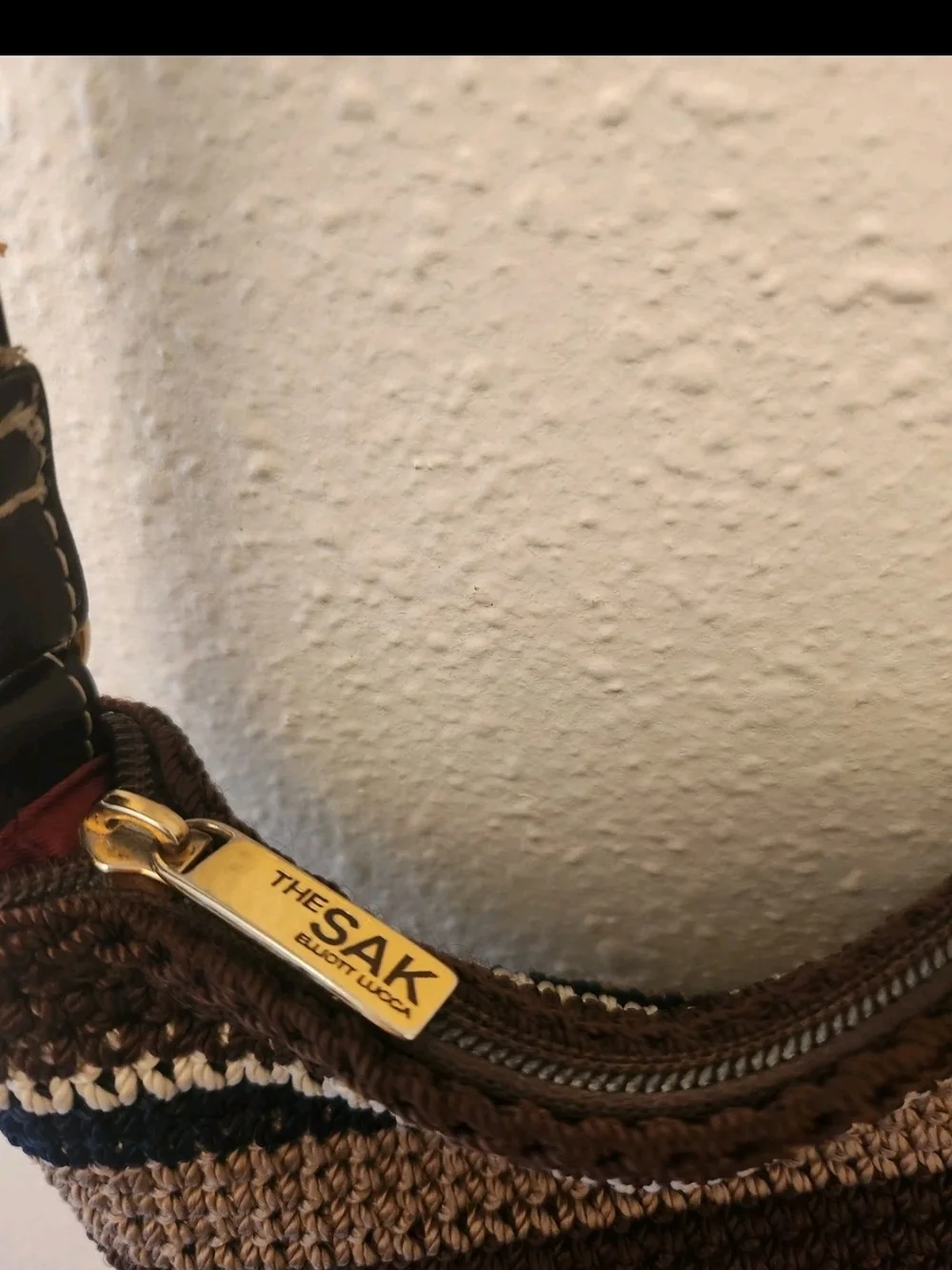 The Sak Vintage Woven Hobo Shoulder Bag in Brown & Maroon Stripes